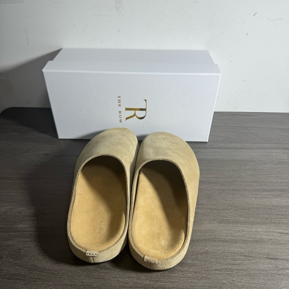 The Row Suede Slip-On Mules in Light Beige - Picture 5 of 6